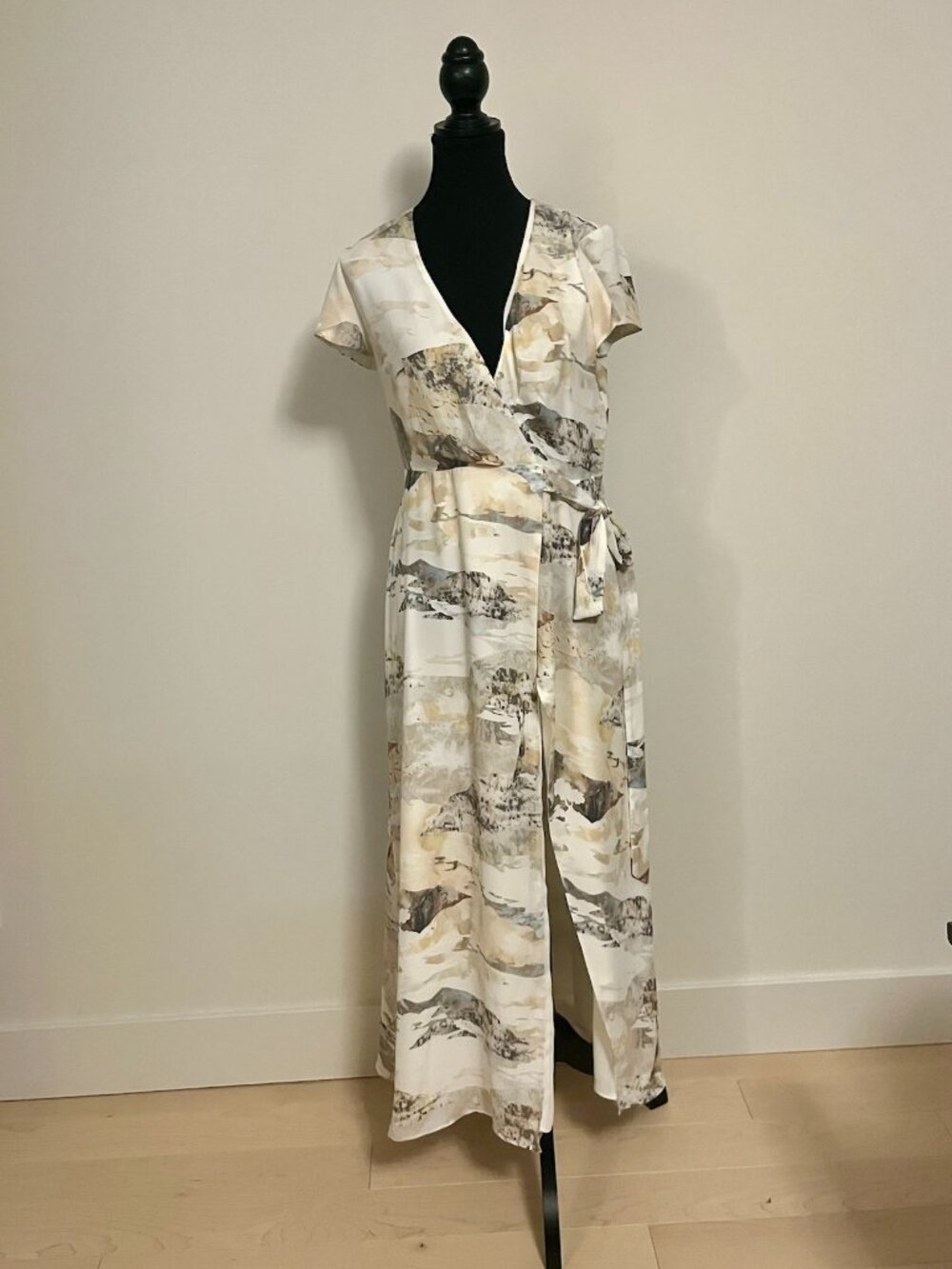 #62  Babaton White with Light Colors Wrap Dress